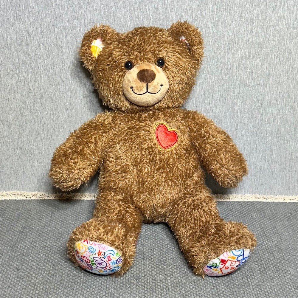 BAB Workshop Doodle Hearts 'n' Hugs Brn Foundation Bear Plush Cozy Soft 15 inch